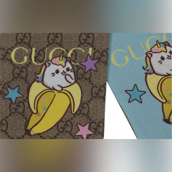 GUCCI Scarf Neck Bow headband Banana Cat Rainbow scarf Celeste Bandeau accessory - Picture 1 of 10